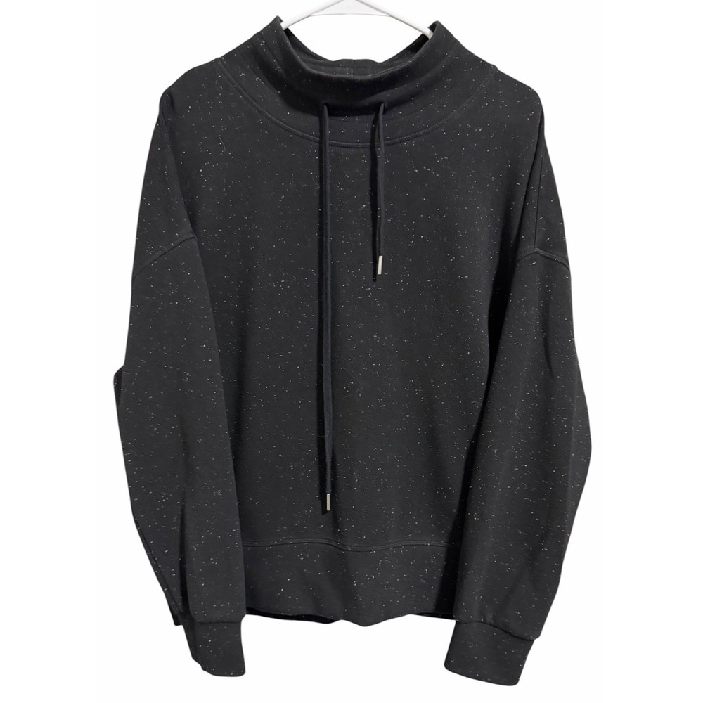Varley Oakdale Sweat DoubleSoft Top Black Marl Fleck Women's Size Medium